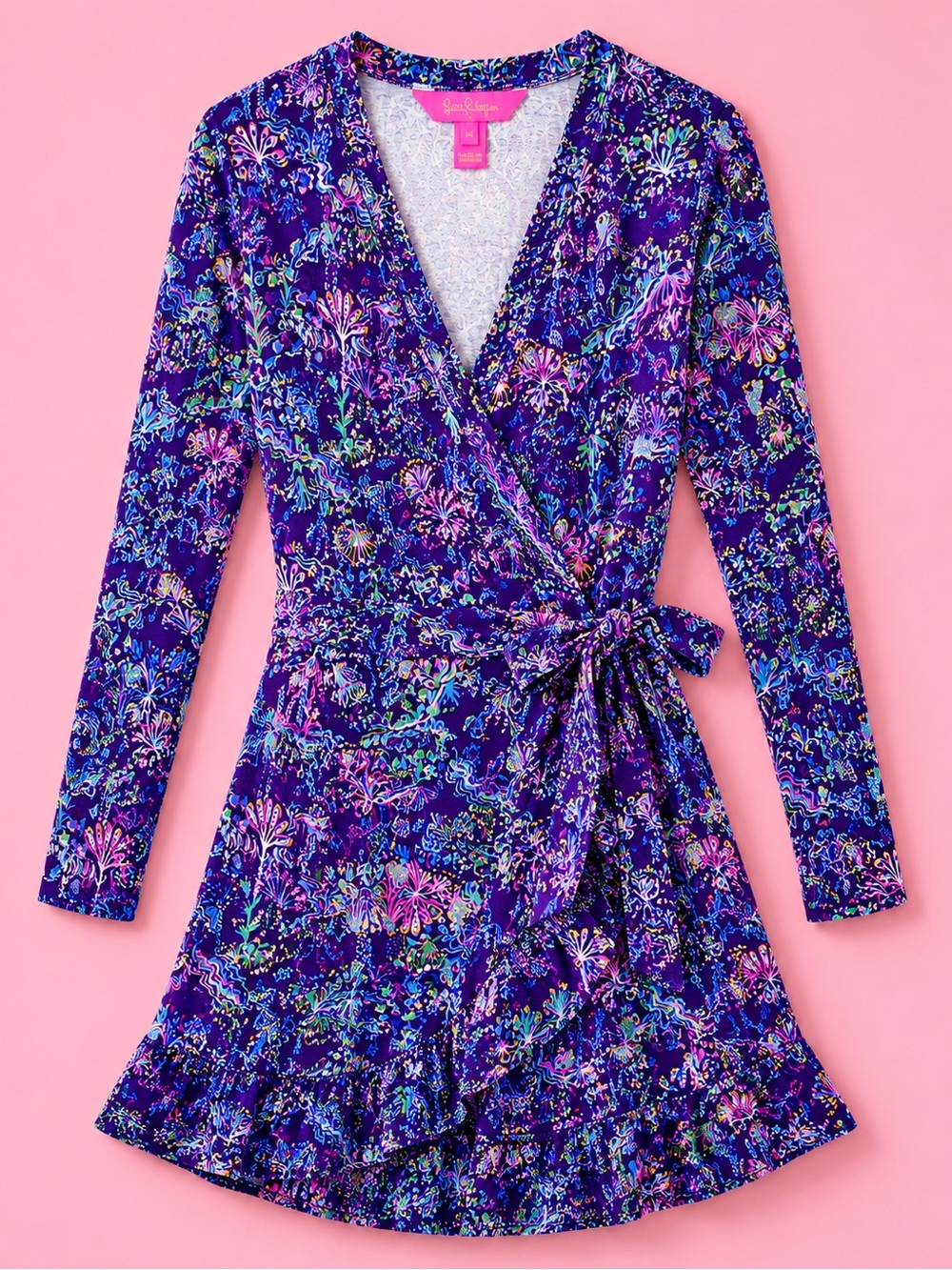 Lilly Pulitzer Rilla Romper M Purple Berry Colony Conga Long Sleeve Wrap